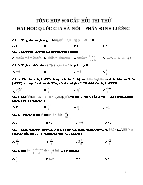 Tổng hợp 500 câu hỏi trắc nghiệm thi thử Đại học quốc gia Hà Nội phần định lượng